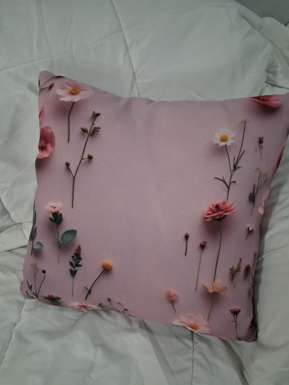 Pink Floral Throw Pillow